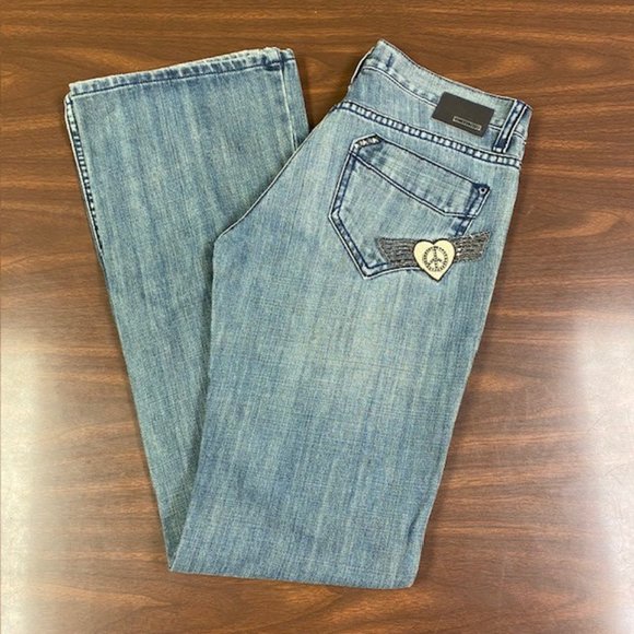 Petrol‎ Jeans, VGUC, Size 27 Waist, Peace Sign Sequined Wings - Picture 1 of 14